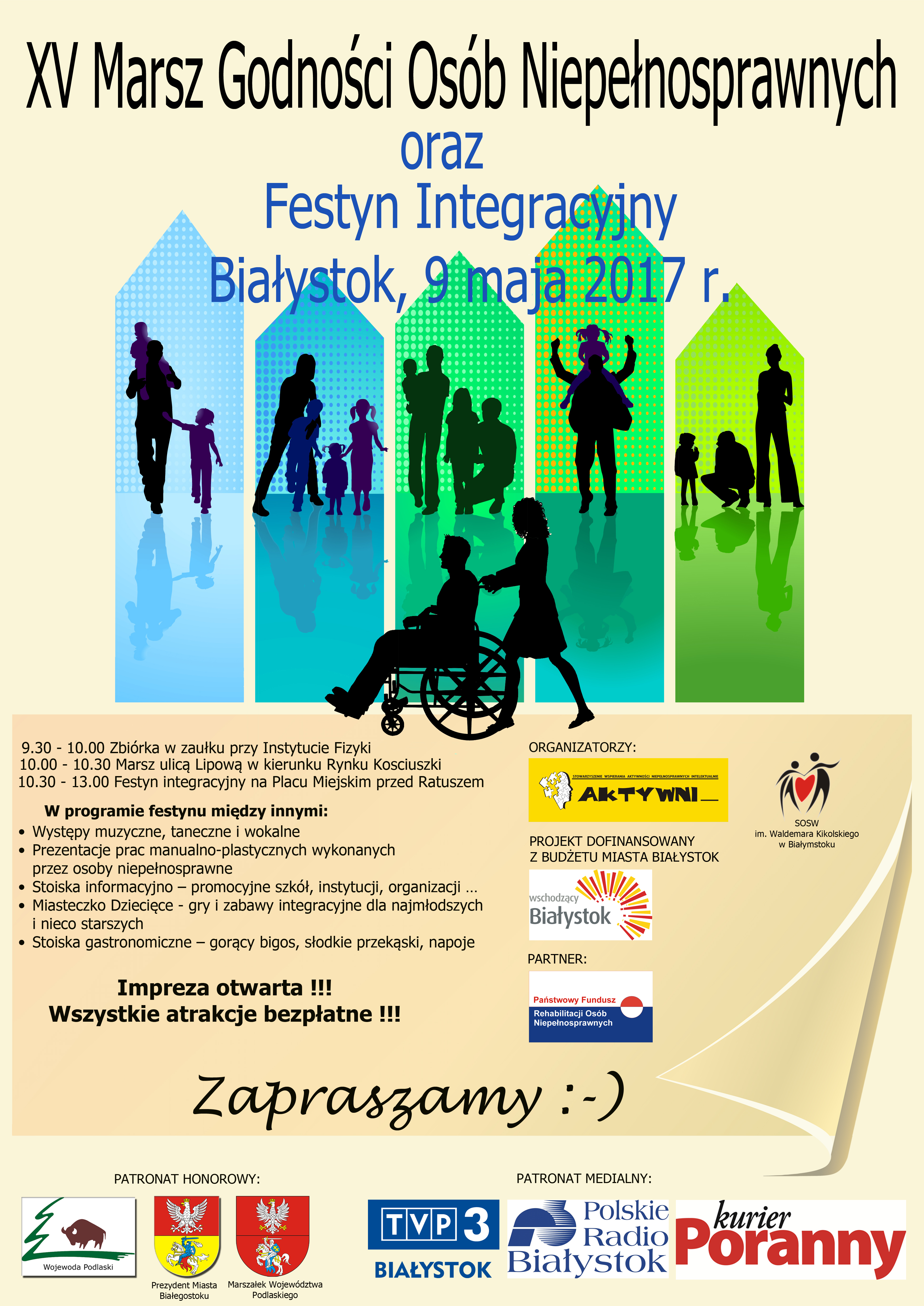 Plakat XV Marsz Godności Osób Niepełnosprawnych i festyn integracyjny